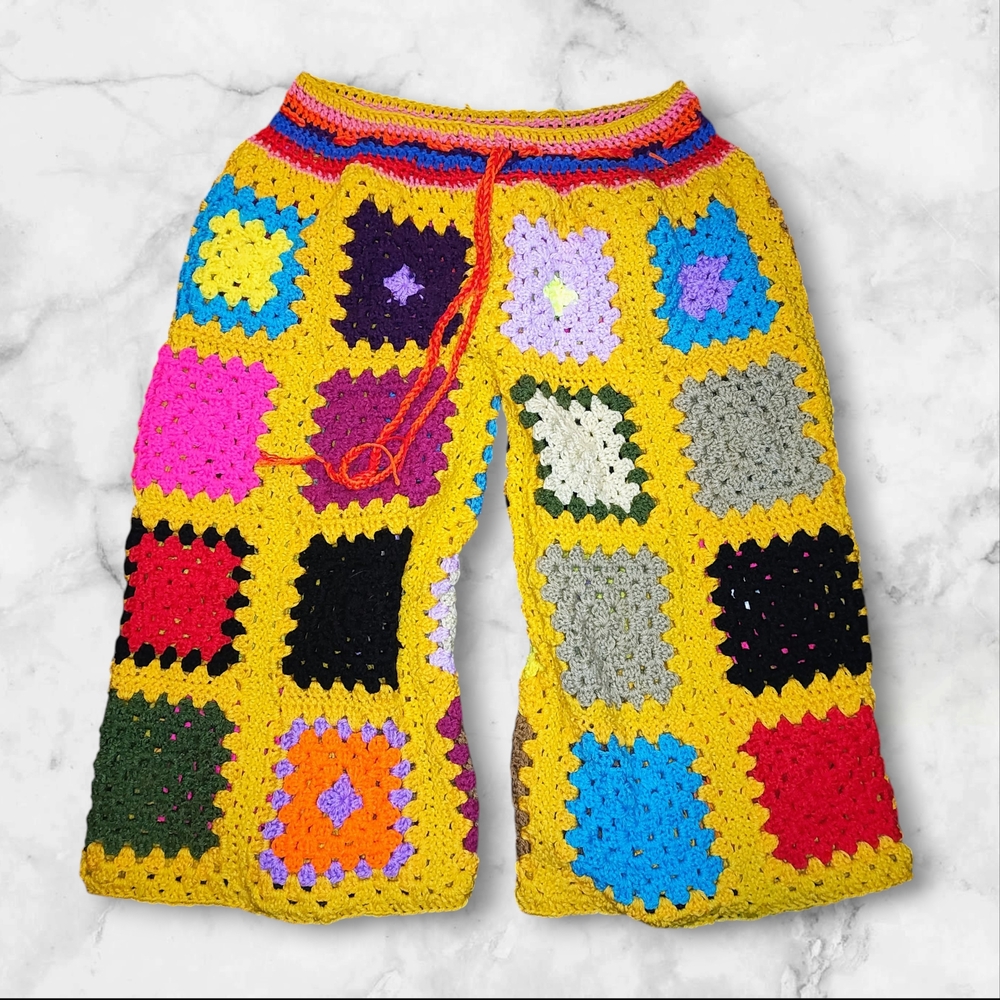 Colorful Crochet Patchwork Pants